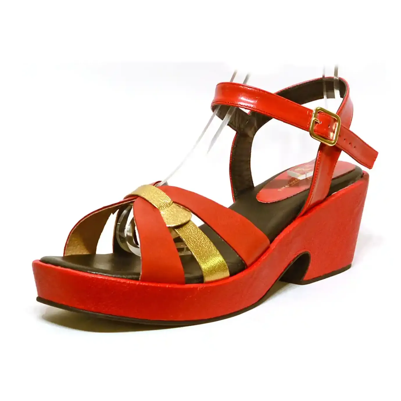 Sacapuce Sandales Habillées>CHICA cuir rouge or