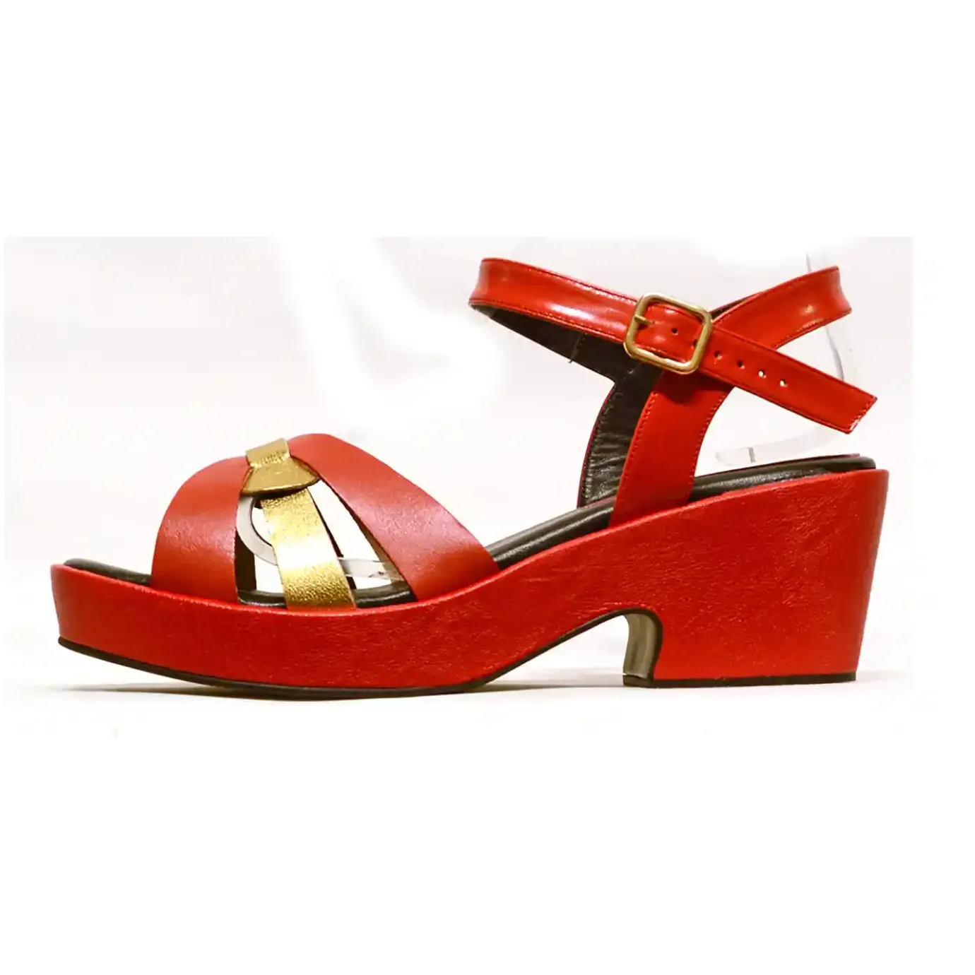 Sacapuce Sandales Habillées>CHICA cuir rouge or