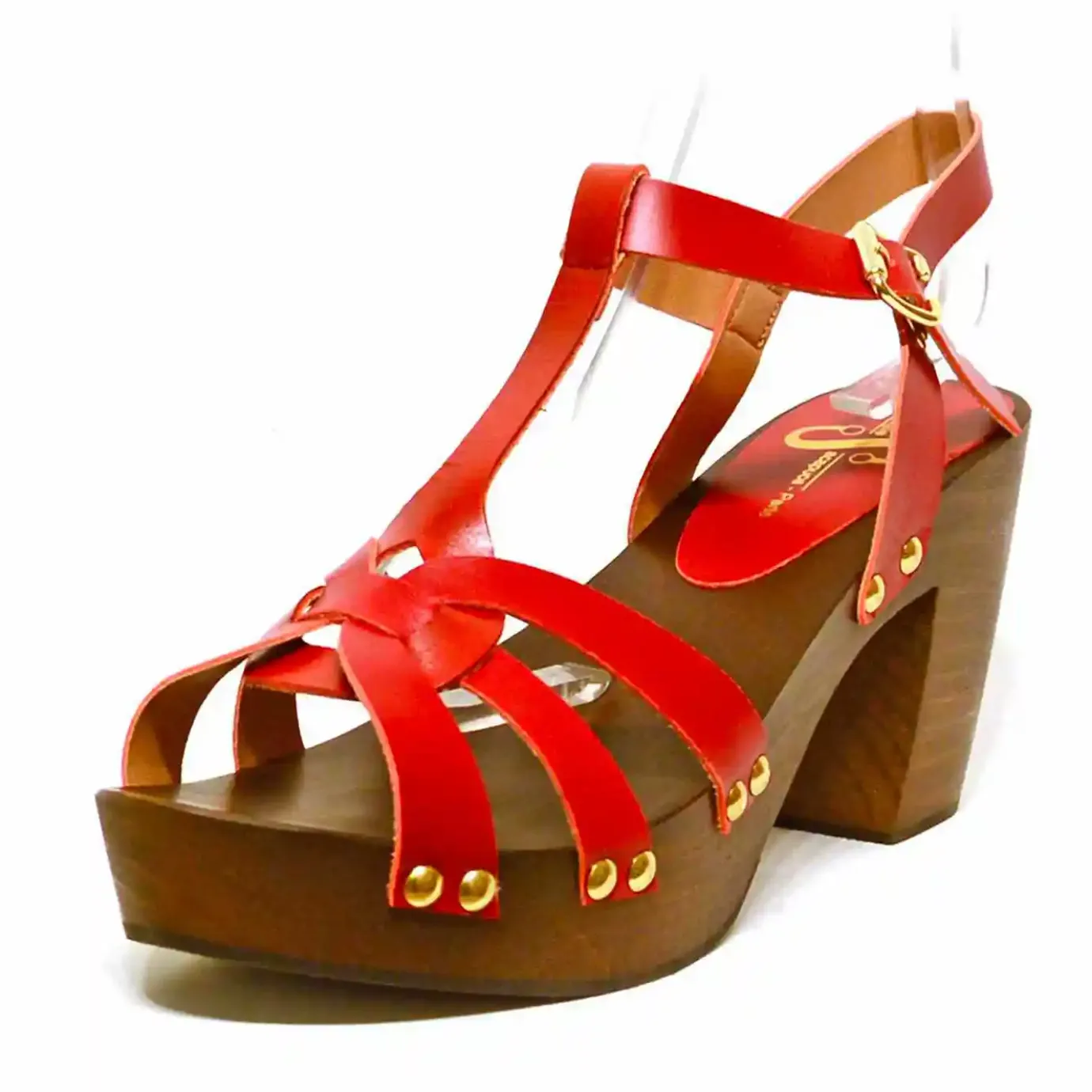 Sacapuce Sandalettes Sabots>MAEVA cuir rouge