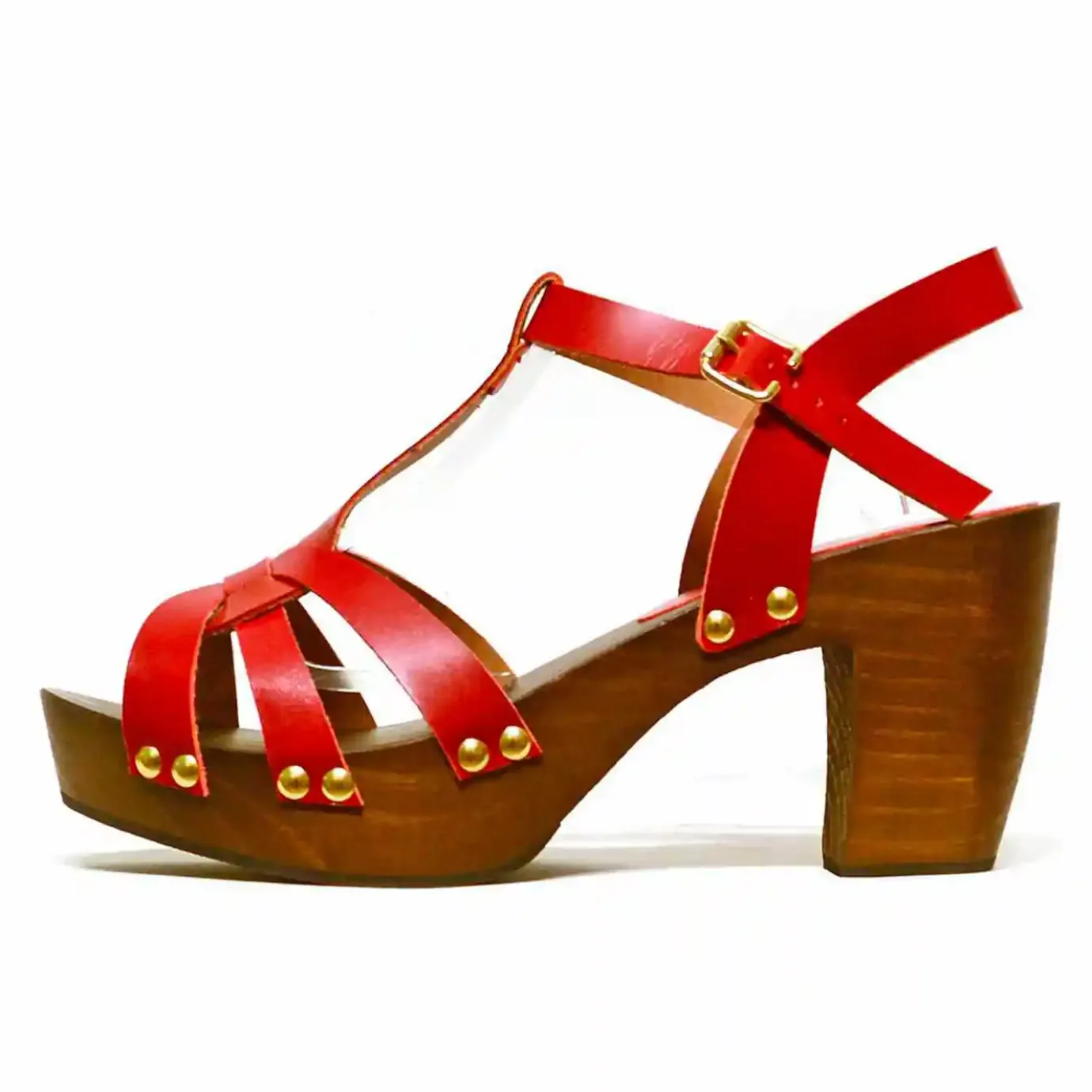 Sacapuce Sandalettes Sabots>MAEVA cuir rouge